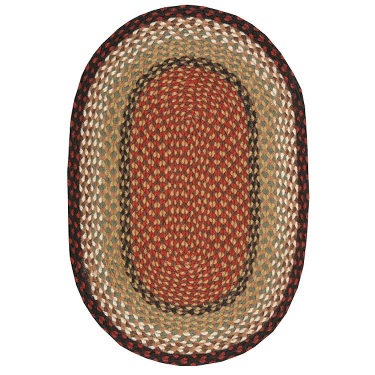 Burgundy/Mustard Braided Jute Oval Rug6x9