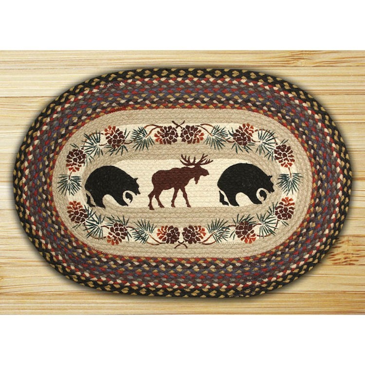 Oval Moose & Bear Braided Rug
