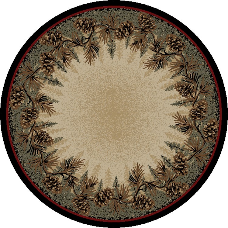Pine Cone Border Round Rug