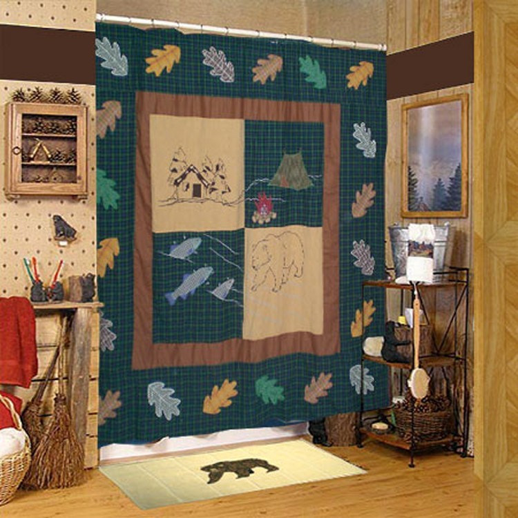 Cabin Applique Shower Curtain
